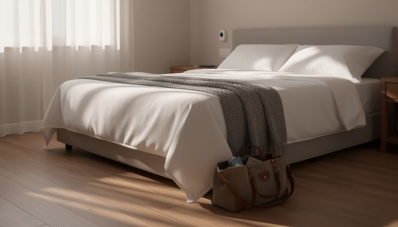 Professional bed bug inspection in a residential bedroom